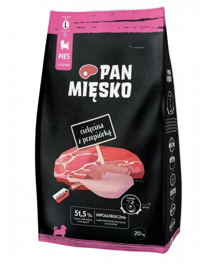 PAN MIĘSKO Veal with quail L puppy - dry dog food - 20kg