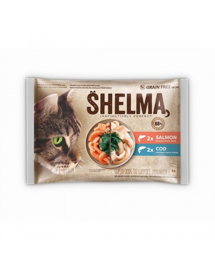 SHELMA with salmon and cod in sauce - wet cat food - 4x85g