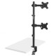 Maclean MC-967 Double Vertical Monitor Desk Mount Screen Holder max VESA 100x100, 13-27", 2x 9kg Powder Coated Tilting Rotating 