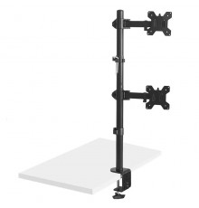 Maclean MC-967 Double Vertical Monitor Desk Mount Screen Holder max VESA 100x100, 13-27", 2x 9kg Powder Coated Tilting Rotating 