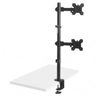 Maclean MC-967 Double Vertical Monitor Desk Mount Screen Holder max VESA 100x100, 13-27", 2x 9kg Powder Coated Tilting Rotating 
