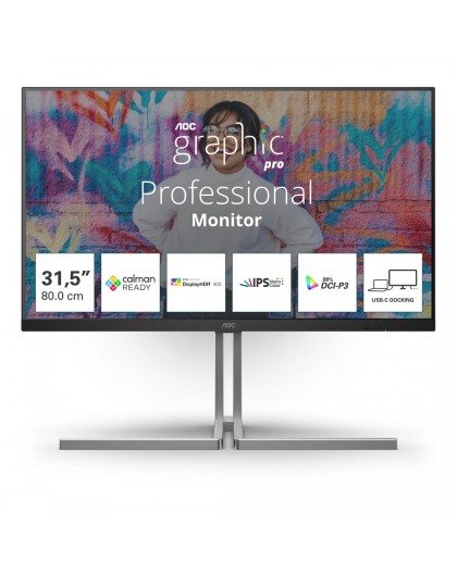 AOC U3 U32U3CV computer monitor 80 cm (31.5") 3840 x 2160 pixels 4K Ultra HD LCD Black