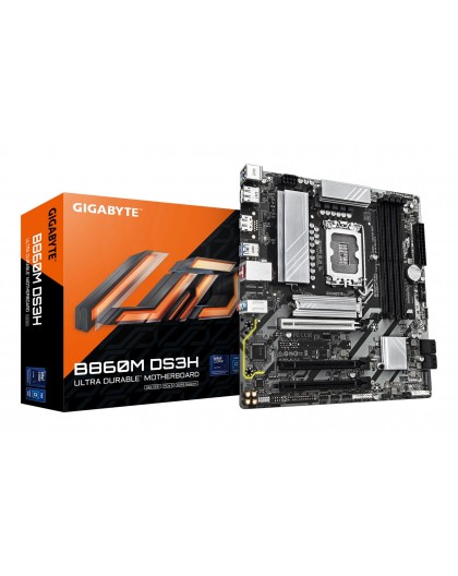 GIGABYTE B860M DS3H Motherboard - Intel Core Ultra Series CPUs, 5+1+2+1 Phases VRM, up to 9066MHz DDR5, 1xPCIe 5.0 + 1xPCIe 4.0 