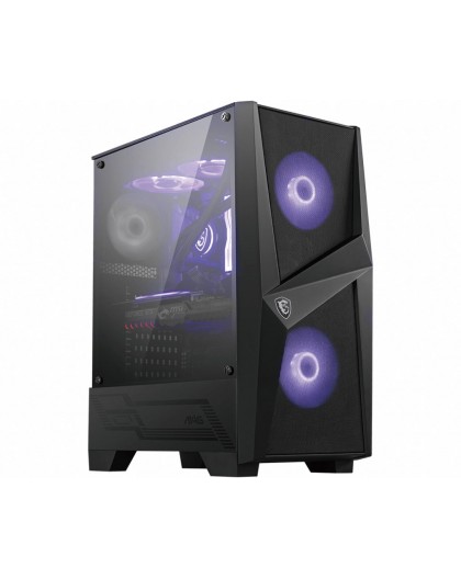 MSI MAG FORGE 100M Mid Tower Gaming Computer Case 'Black, 2x 120mm ARGB PWM Fan, 1x 120mm Fan, 1-6 ARGB Hub, Mystic Light Sync, 