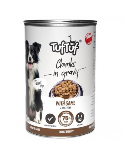 TUF TUF Liha tükid jahimeestega - märg koeratoit - 1250g