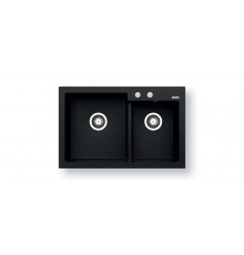 Pyramis Diplos (79X51) 1 3/4B 070168601 Volcano granite 2-bowl sink, black