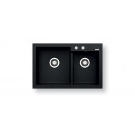 Pyramis Diplos (79X51) 1 3/4B 070168601 Volcano granite 2-bowl sink, black