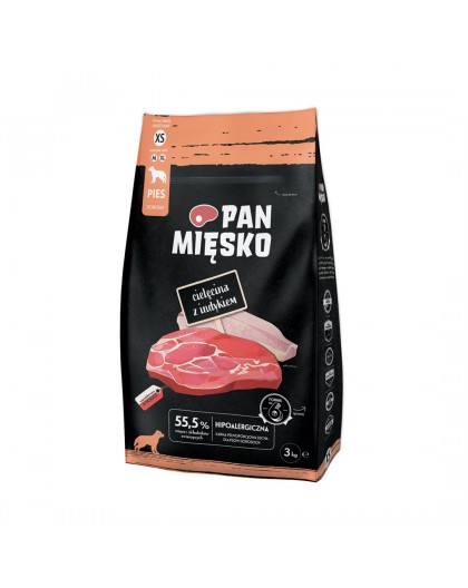 PAN MIĘSKO Veal with turkey XS - dry dog food - 3kg