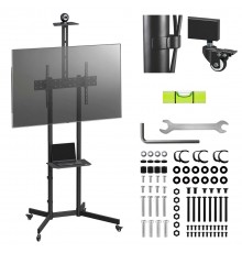 Maclean TV stand / cart, camera shelf, on wheels, 37-70", max load 45kg/5kg shelf, max. VESA 600x400, MC-113 B