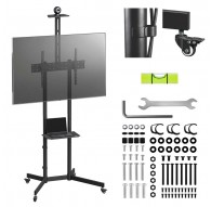 Maclean TV stand / cart, camera shelf, on wheels, 37-70", max load 45kg/5kg shelf, max. VESA 600x400, MC-113 B
