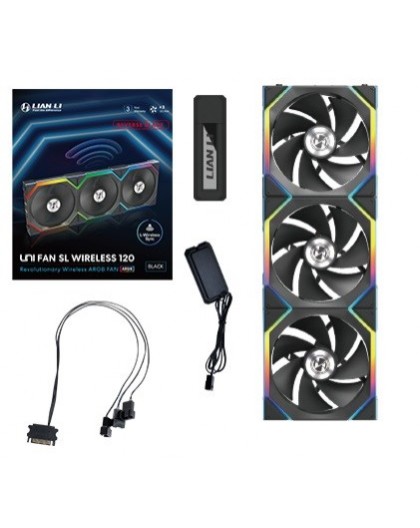 Lian Li UNI FAN SL Wireless 120 Tagurahi Lood 12 cm Musta 3 tk