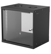 Intellinet 19" Network Cabinet - Wall Mount (Basic), 9U, 400mm Deep, Black, Flatpack, Max 50kg, Usable Depth 340mm, Glass Door, 