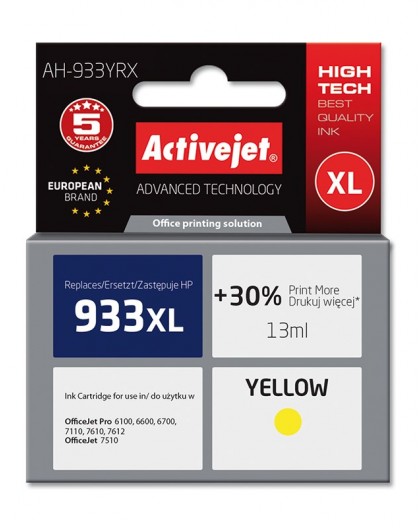 Activejet AH-933YRX ink (replacement for HP 933XL CN056AE Premium 13 ml yellow)