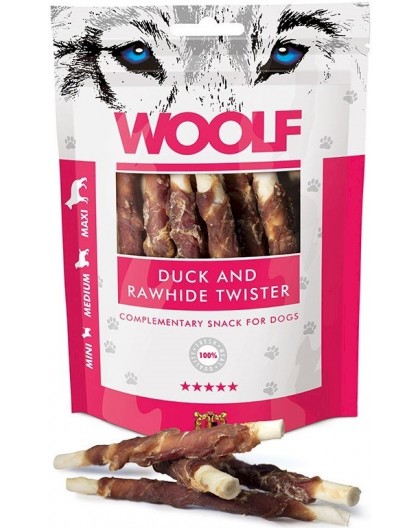 WOOLF Duck rawhide twister - dog treat - 100g
