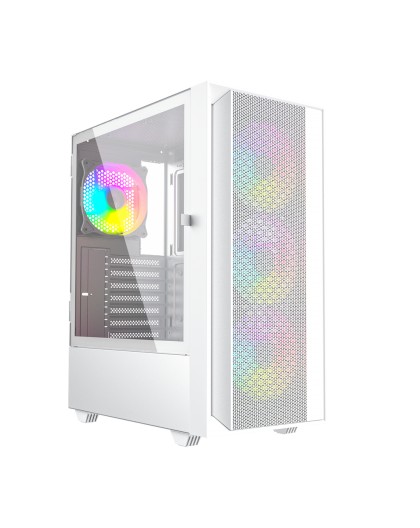 Gembird Fornax 4000W ARGB gaming ATX computer case, Midi Tower, backlight, White