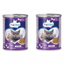 PREVITAL Turkey with lamb in jelly - wet cat food - 2x415g