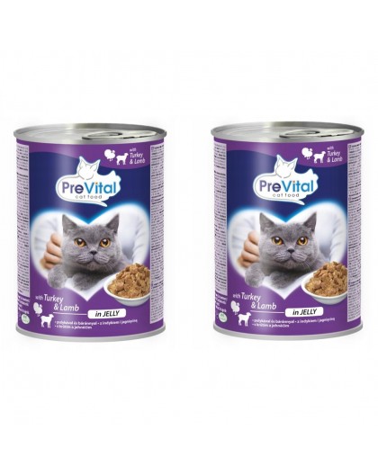 PREVITAL Turkey with lamb in jelly - wet cat food - 2x415g