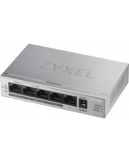 Zyxel GS1005HP Unmanaged Gigabit Ethernet (10/100/1000) Power over Ethernet (PoE) Silver