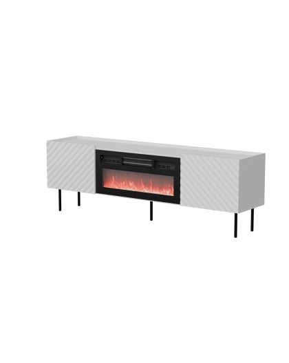Cama LUCCA TV cabinet 180x40x59 white + black fireplace
