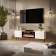 Cama LUCCA TV cabinet 180x40x59 white + black fireplace