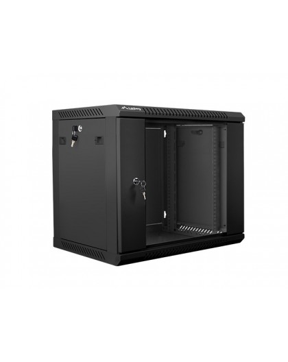 Lanberg 19'' wall-mounted installation cabinet 9U 600x450mm black (glass door)