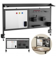 Ergo Office desk divider / organizer, max load 10kg, white board, width 1116mm, black, ER-301 B