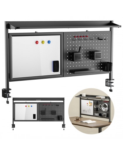 Ergo Office desk divider / organizer, max load 10kg, white board, width 1116mm, black, ER-301 B