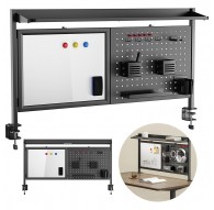 Ergo Office desk divider / organizer, max load 10kg, white board, width 1116mm, black, ER-301 B