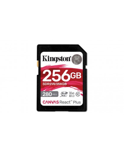 Kingston Technology 256GB Canvas React Plus SDXC UHS-II 280R/150W U3 V60 for Full HD/4K