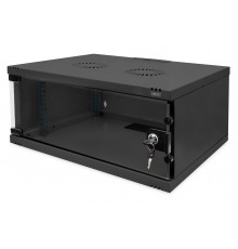 Wall-mounted network cabinet 19" 4U, SOHO 241 x 540 x 400 mm, door glass, black, unfolded, 60kg