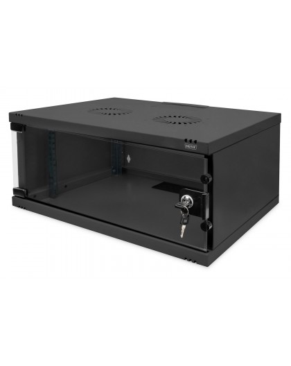 Wall-mounted network cabinet 19" 4U, SOHO 241 x 540 x 400 mm, door glass, black, unfolded, 60kg