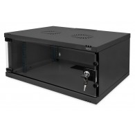 Wall-mounted network cabinet 19" 4U, SOHO 241 x 540 x 400 mm, door glass, black, unfolded, 60kg