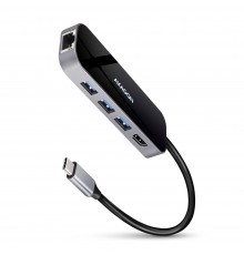 Axagon HMC-6GL laptop dock/port replicator USB 3.2 Gen 1 (3.1 Gen 1) Type-C Black, Grey
