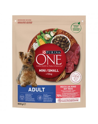 PURINA One Mini Adult Beef, Rice - Dry Dog Food - 800 g