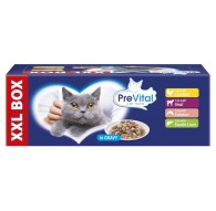 PREVITAL XXL BOX Flavor Mix with Chicken, Veal, Salmon, and Liver in Gravy - Wet Cat Food - 48 x 100g