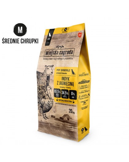WIEJSKA ZAGRODA Turkey with Lamb M – dry dog food – 20kg