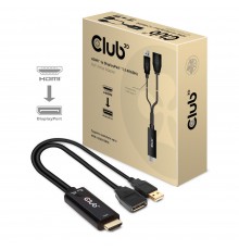 CLUB3D HDMI 2.0 TO DISPLAYPORT 1.2 4K60HZ HDR M/F ACTIVE ADAPTER Black