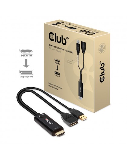 CLUB3D HDMI 2.0 TO DISPLAYPORT 1.2 4K60HZ HDR M/F ACTIVE ADAPTER Black