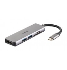 D-Link 5-в-1 USB-C хаб с HDMI и картридером для SD/microSD карточек