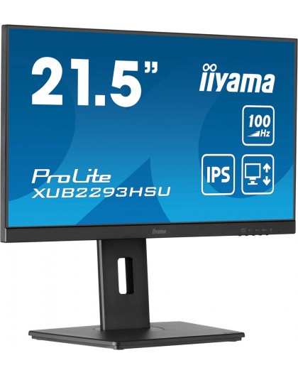 iiyama ProLite 21.5” IPS 3-side borderless monitor with USB hub, 100Hz refresh rate and height-adjustable stand
