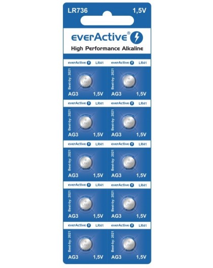 Mini alkaline batteries everActive G3 LR736 LR41 10 pcs