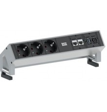 Bachmann 3x Schuko 2x CAT6 1x HDMI, 1x USB3.0 power extension 1.5 m 3 AC outlet(s) Black, Stainless steel