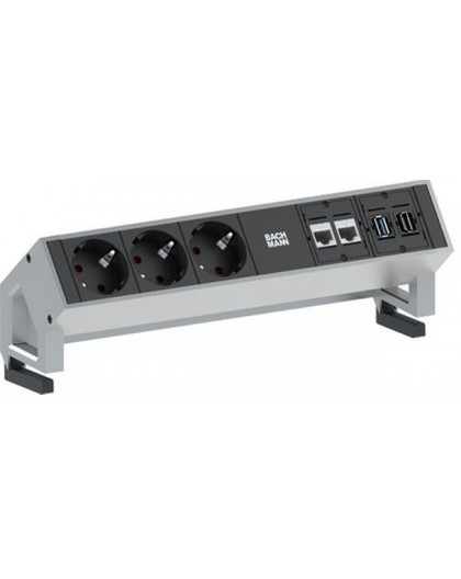 Bachmann 3x Schuko 2x CAT6 1x HDMI, 1x USB3.0 power extension 1.5 m 3 AC outlet(s) Black, Stainless steel