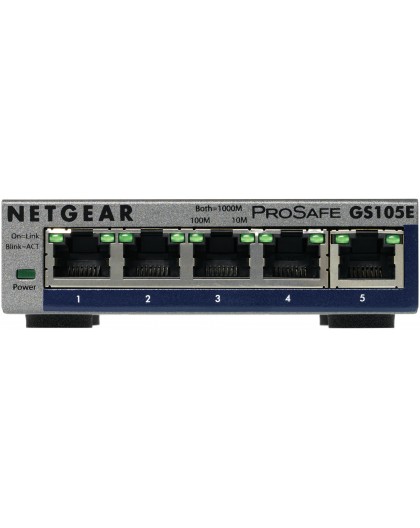 NETGEAR GS105E-200PES network switch Managed L2/L3 Gigabit Ethernet (10/100/1000) Grey