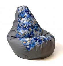 Sako sack pouffe pear print grey spaceships L 105 x 80 cm
