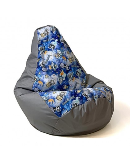 Sako sack pouffe pear print grey spaceships L 105 x 80 cm