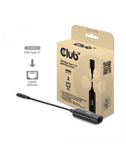 CLUB3D USB 5Gbps Type-C® to RJ45 Ethernet M/F