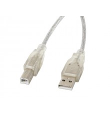 Кабель Lanberg CA-USBA-12CC-0030-TR USB USB 2.0 3 м USB B Прозрачный