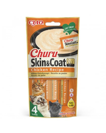 INABA Churu Skin&Coat Chicken recipe - cat treats - 4x14 g
