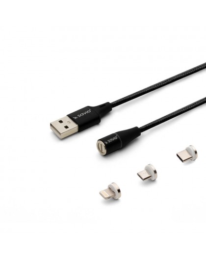 Savio CL-155 USB cable 2 m USB 2.0 USB C Micro USB A/Lightning Black
